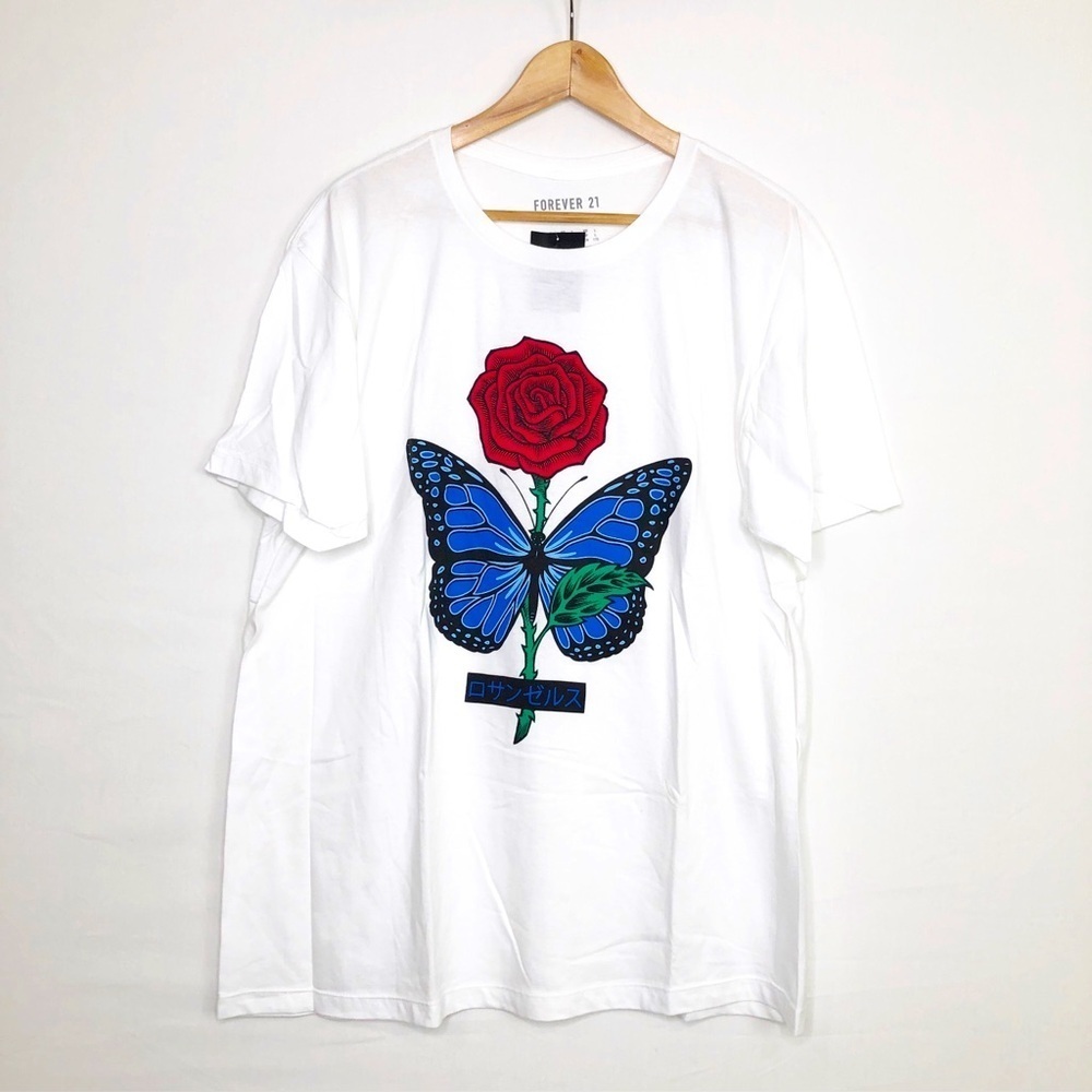 Forever, 21 butterfly rose graphic T-shirt